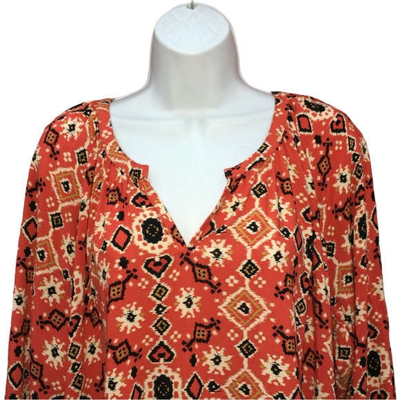 ALC Orange Black Geometric Lightweight Rayon Top - Women’s XL - Picture 6 of 11